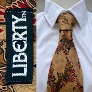 Vintage Liberty of London 100% Silk Men's Art Nouveau Brocade Necktie 57"x3.5"